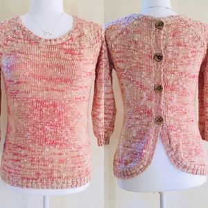 American Rag Pink-Multi Button-Back Sweater